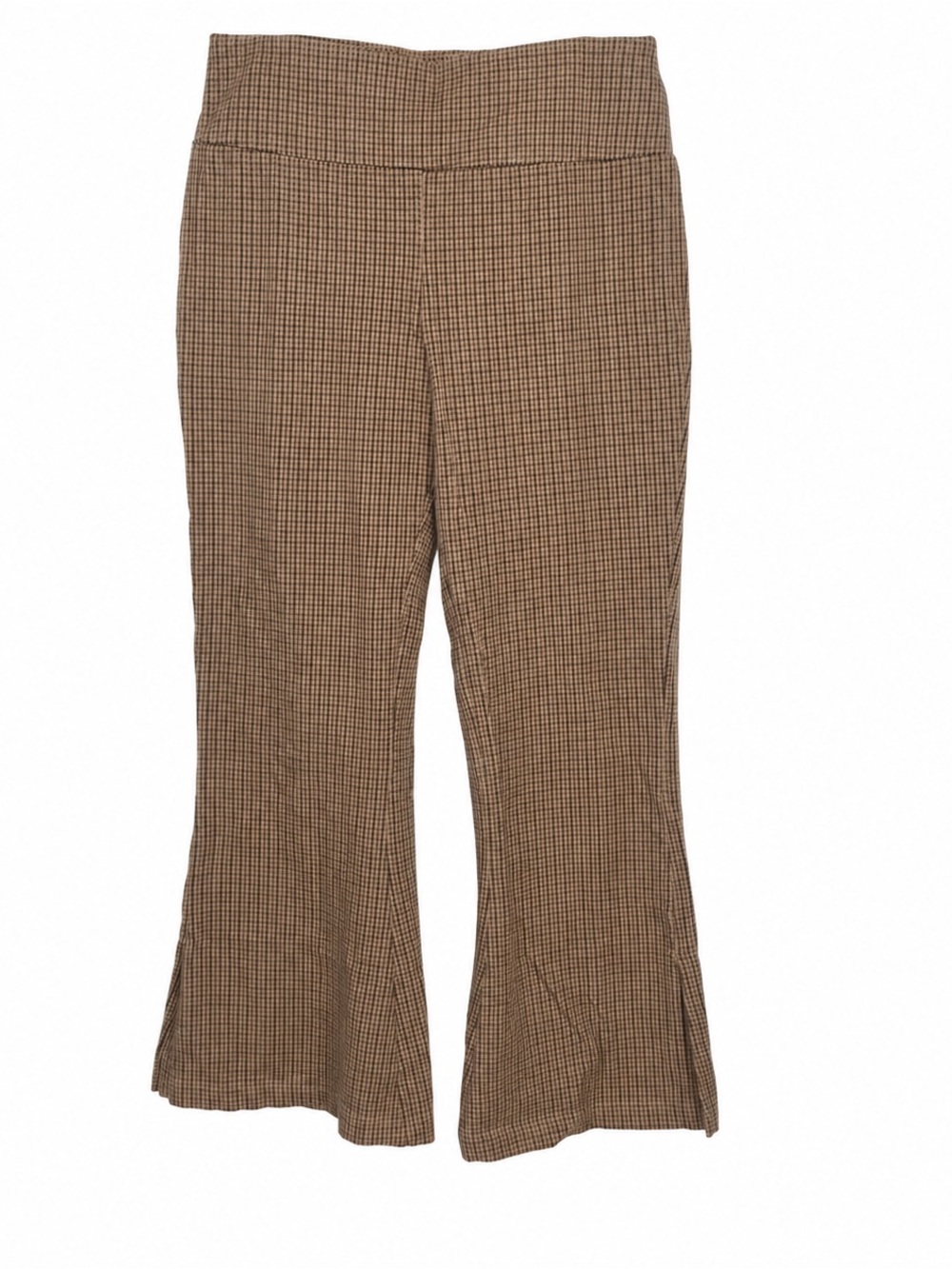 Terra & Sky Brown Check Flare Knit Pants